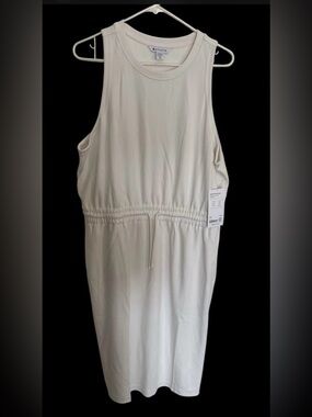 Athleta Sleeveless Seasoft Midi Dress in Light Cream
